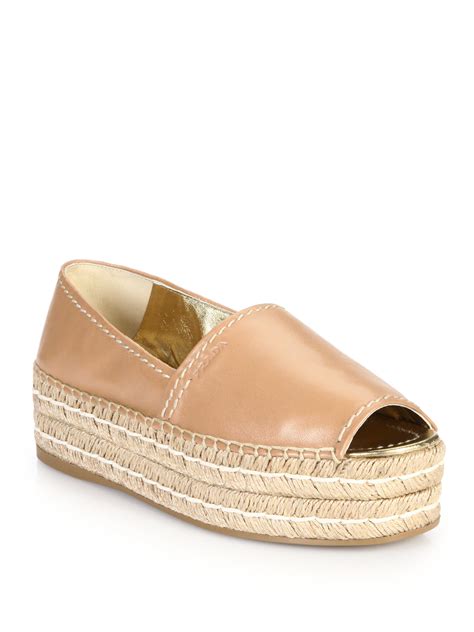 prada peep toe platform espadrille women